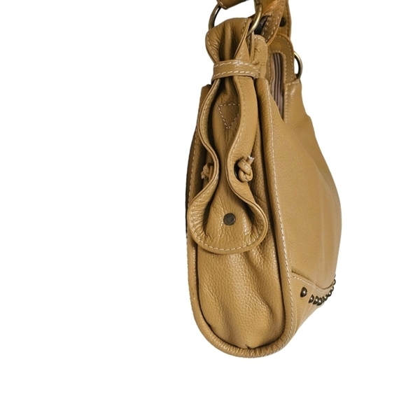 LORENZO BANFI beautiful hobo bag in a soft leather cream color with studs. New. - Picture 4 of 7